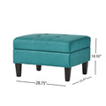 Storage Ottoman Teal Wood Fabric