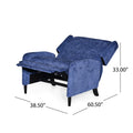 Oversized Textured Fabric Pushback Recliner, Navy Blue And Dark Brown Navy Blue Fabric