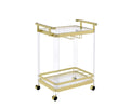 Aerin Server Cart With Casters Gold Gold Iron