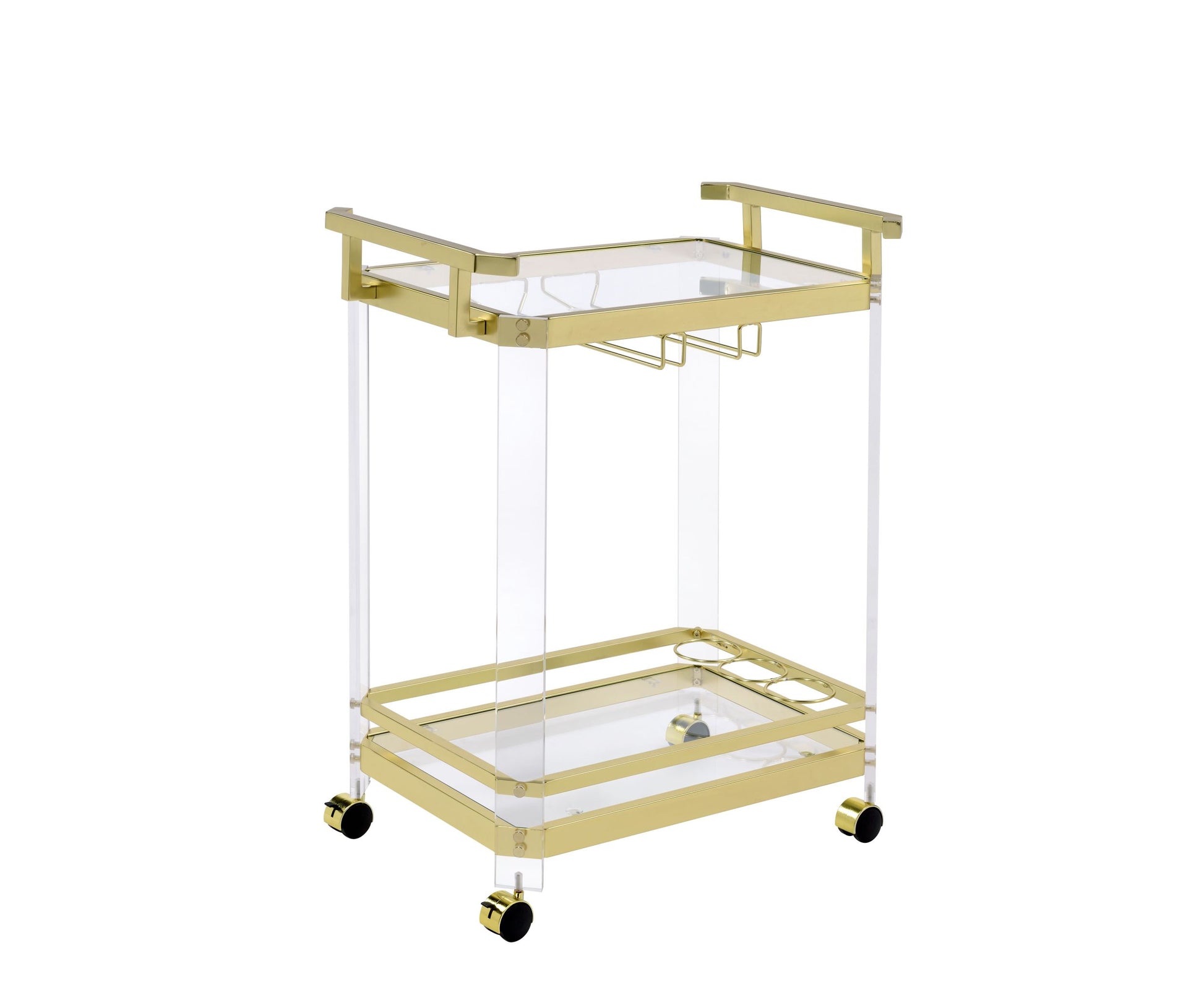 Aerin Server Cart With Casters Gold Gold Iron