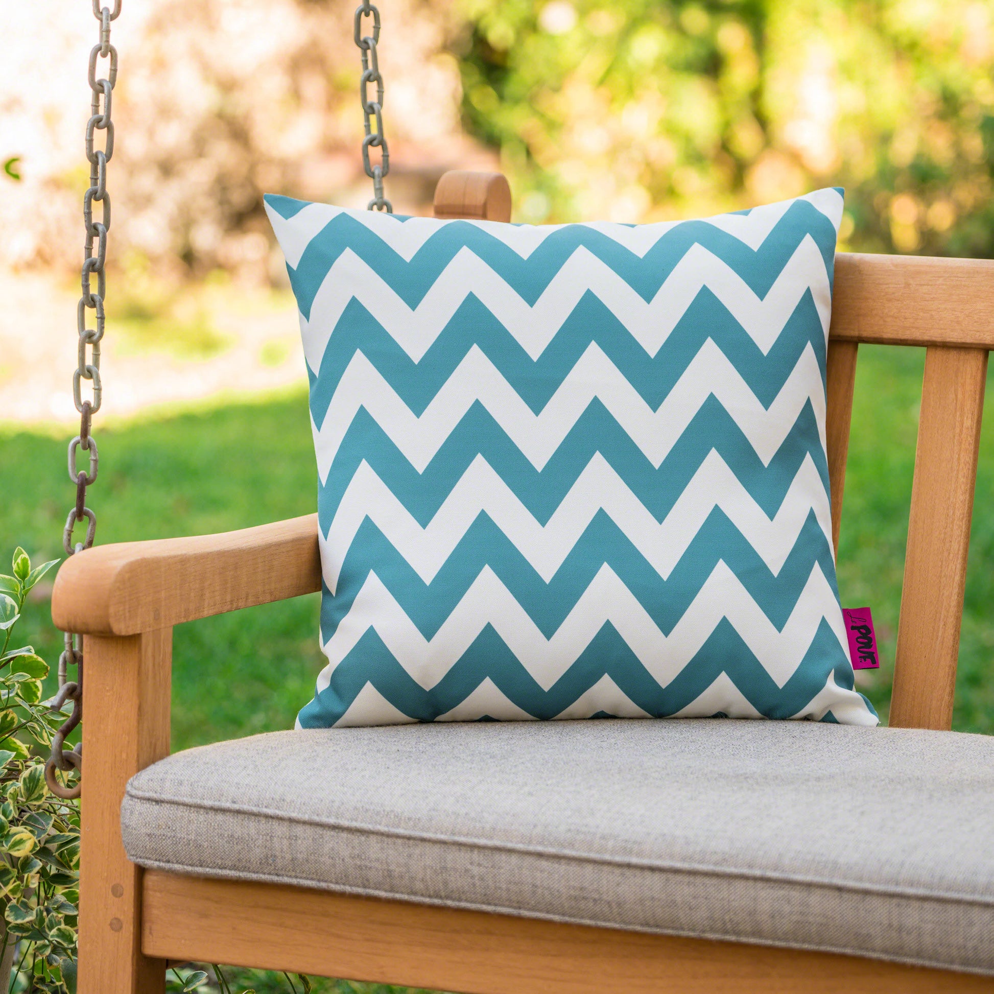 Marisol Chevron Square Pillow Teal Fabric
