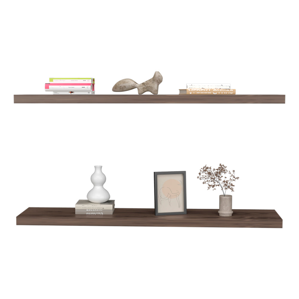 Floating Shelf Lyle, Living Room, Dark Walnut Walnut Particle Board Engineered Wood