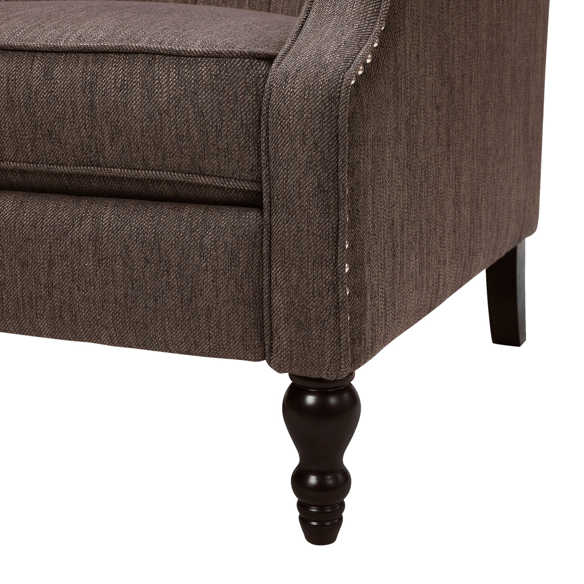 One And Half Seater Recliner Brown Fabric