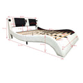 Faux Leather Upholstered Platform Bed Frame With Led Lighting, Bluetooth Connection To Play Music Control, Backrest Vibration Massage, Curve Design, Wood Slat Support, Exhibited Speakers,King Size Box Spring Not Required King White Mdf