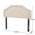 Upholstered Headboard, Diamond Tufted Design, Arched Structure, Easy Assembly, Beige Beige Fabric