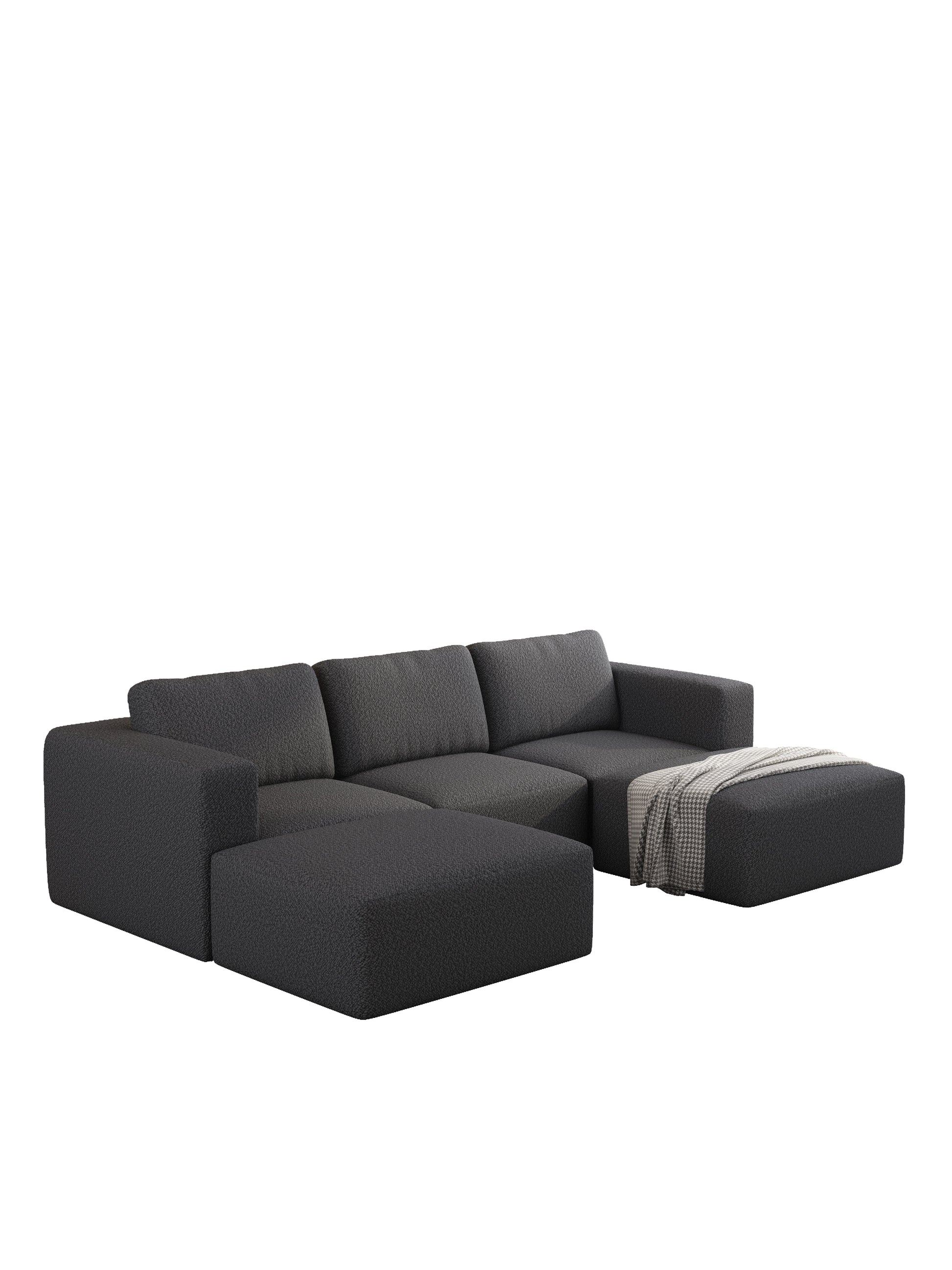 104.32*66.92 Modular Sectional Sofa Sleeper Couch, Sectional Sofa With Chaise And Ottoman, Convertible U Shaped Modular Sofa Set. Compressed Sponge, Dark Grey. Combo A 2B 2D Dark Grey Primary Living Space Soft Minimalist,Modern Foam Spring 5 Seat