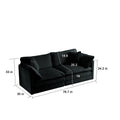 Modern Fabric Loveseat Sofa Couch For Living Room, Upholstered Large Size Deep Seat 2 Seat Sofa With 4 Pillows ,Black Chenille Black Chenille 2 Seat