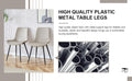 Table And Chair Set, White Imitation Marble Texture Rock Board Table Top, Black Metal Table Legs, Stable And Beautiful. Modern Simple Dining Table, Comfortable Seating. White Gray Metal