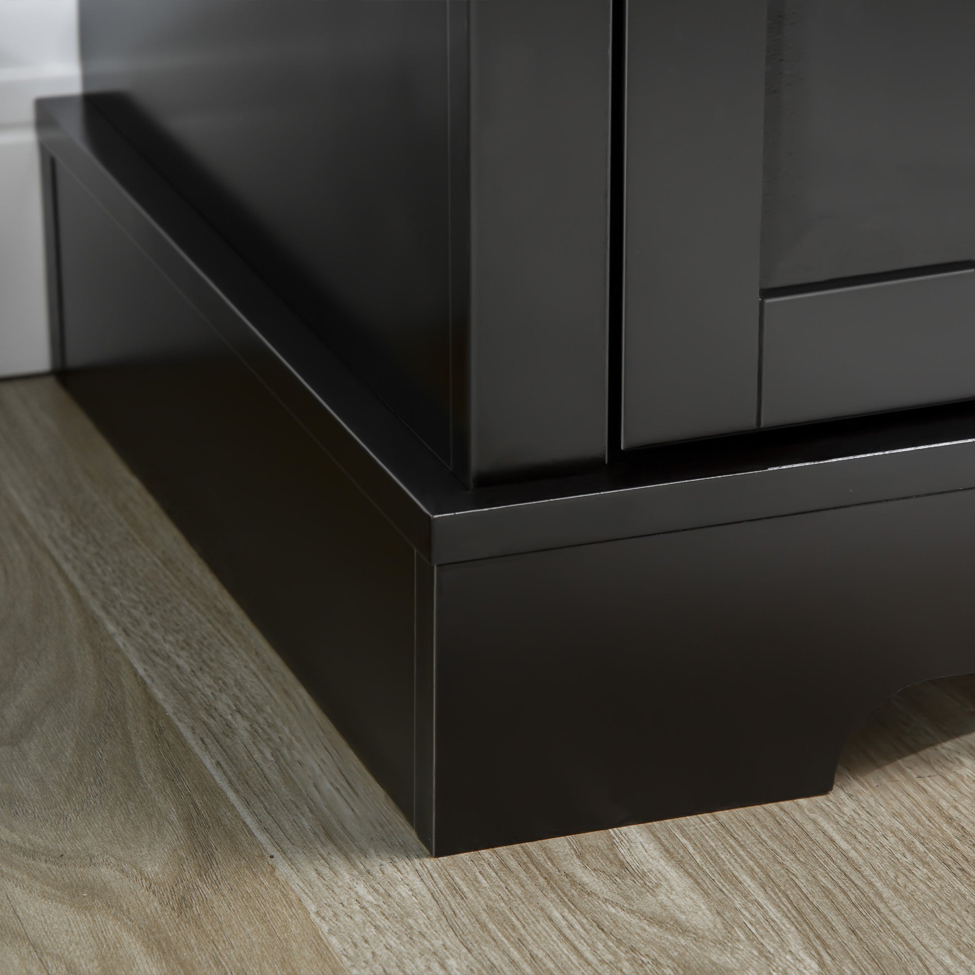 Homcom Sideboard Buffet Cabinet, Modern Kitchen Cabinet With 2 Drawers And Adjustable Shelves, Coffee Bar Cabinet, Black Black Mdf