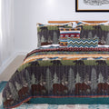 5 Piece Full Size Quilt Set With Nature Inspired Print, Multicolor Multicolor Fabric