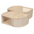 Round To Square Block Modular Coffee Table Light Natural Rattan With Storage 4 Piece Light Natural Rubber Wood