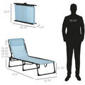 Outsunny Folding Chaise Lounge Pool Chair, Patio Sun Tanning Chair, Outdoor Lounge Chair W 4 Position Reclining Back, Pillow,Mesh & Bungee Seat For Beach, Yard, Patio, Baby Blue Blue Steel