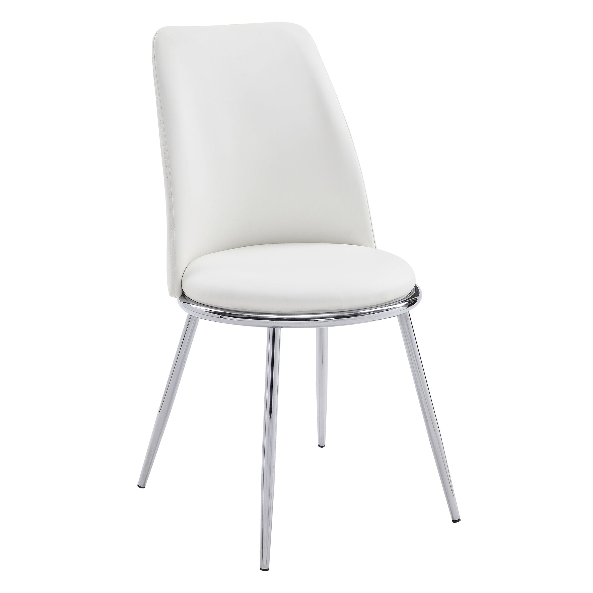 White And Chrome Tight Back Side Chairs Set Of 2 White Primary Living Space Contemporary Foam Fabric Metal