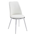 White And Chrome Tight Back Side Chairs Set Of 2 White Primary Living Space Contemporary Foam Fabric Metal