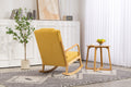 Rocking Chair Upholstered Fabric Rocking Armchair Indoor With High Backrest Glider Chairs And Lumbar Pillow For Living Room Yellow Linen
