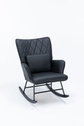 Rocking Chair, Glider Chair,Rocking Accent Chair With Lumbar Pillow And Ottoman For Nursery Living Room Bedroom Black Pu