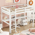 Twin Loft Wood Bed With Under Bed, Built In Desk, A Storage Cabinet Of 2 Drawers, Guardrails, Ladder,White Twin White Pine