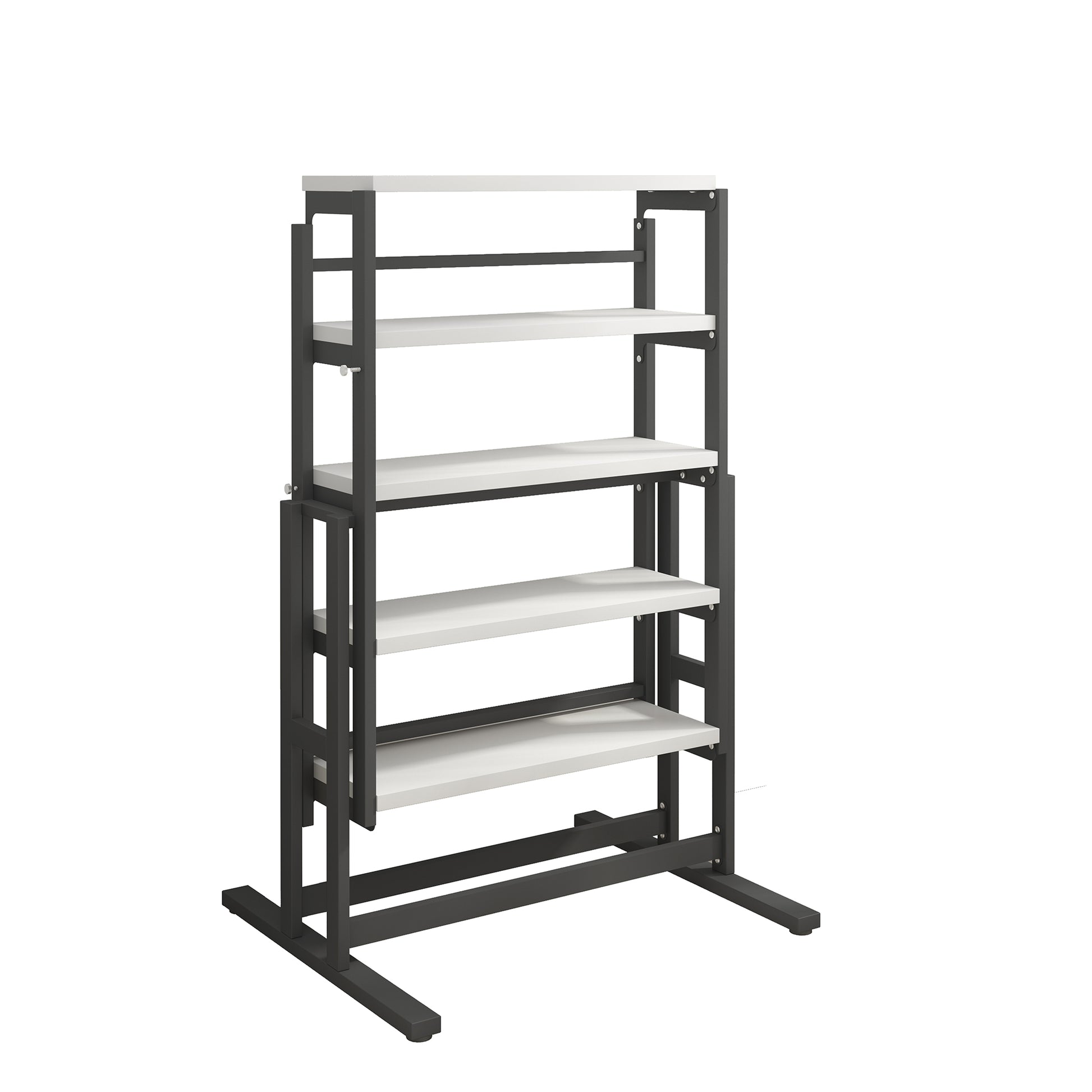 Solid Mahogany Wood Multifunction Convertible Dining Table,Free Switch Space Saving Table Shelf For Home And Studio, White Finish White Solid Wood