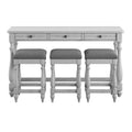 Mariano Gray Sofa Table With Three Stools Gray Drawers Solid Wood