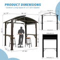 8X5Ft Arc Roof, Grill Canopy For Outdoor Grill W Double Galvanized Steel Roof And 2 Side Shelves, Bbq Gazebo Grill Tent For Patio Garden Backyard, Brown Brown Garden & Outdoor Uv Resistant Metal