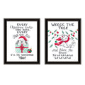 2 Piece Vignette Cat & Dog Christmas Enjoyment Black Framed Wall Art For Living Room, Bedroom Wall Art Print For Home Decor By Deb Strain Multi Wood Paper
