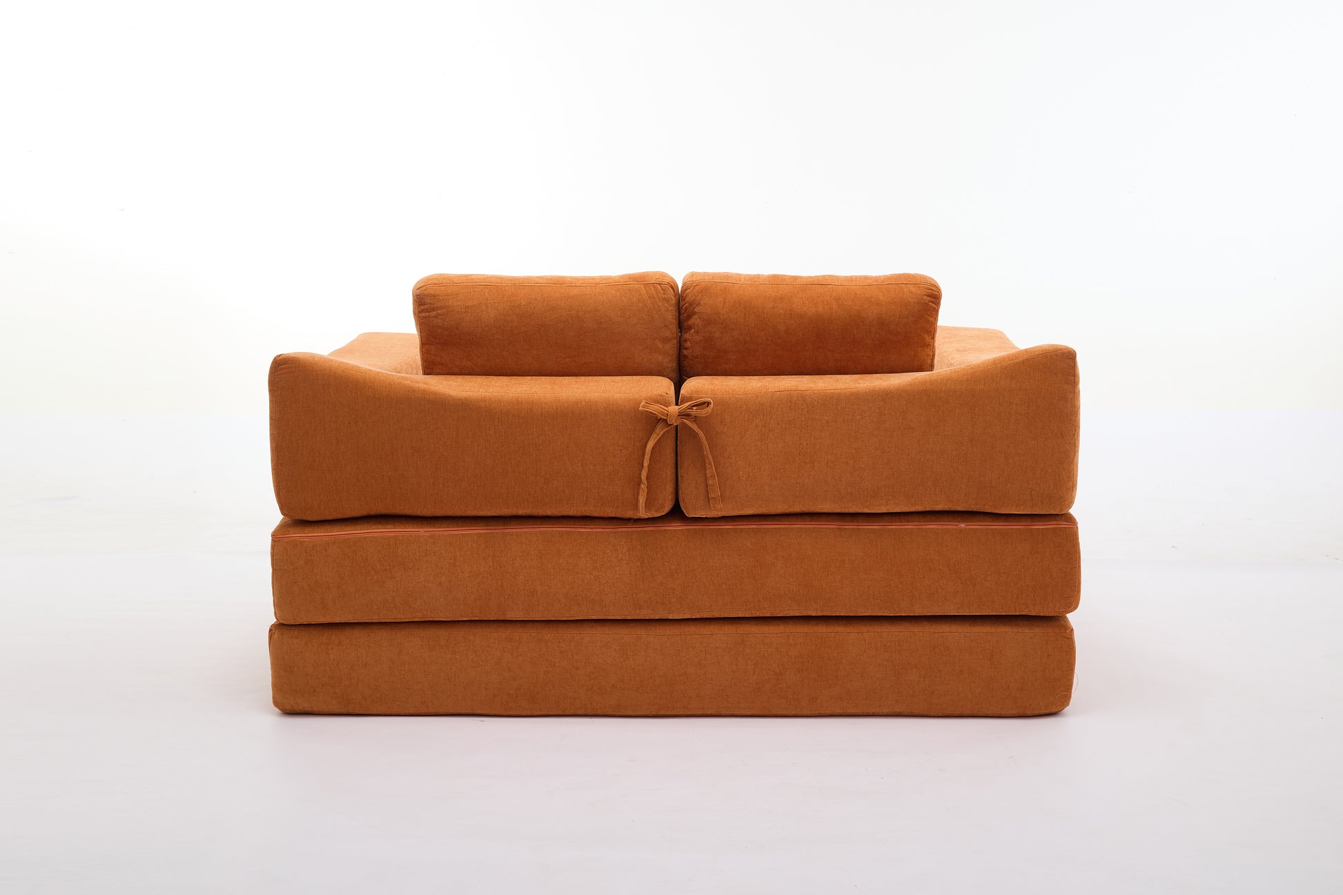Modern Minimalist Sofa, Fold Out Sofa Bed, Convertible Chair Floor Couch & Sleeping Mattress For Living Room, Bedroom, Apartment, Removable Backrest, Orange Orange Chenille Soft Vintage Chenille 2 Seat