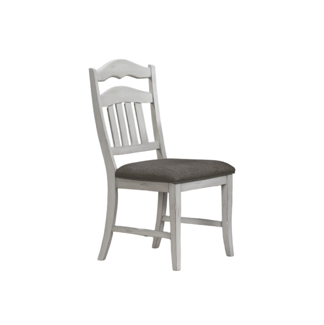 Contemporary Antique White Side Chairs Upholstered Cushion Seat Ladder Back 2Pc Dining Chairs Antique White Dining Room Foam Classic,Contemporary,Modern Dining Chairs Rubberwood Ladder Back Set Of 2