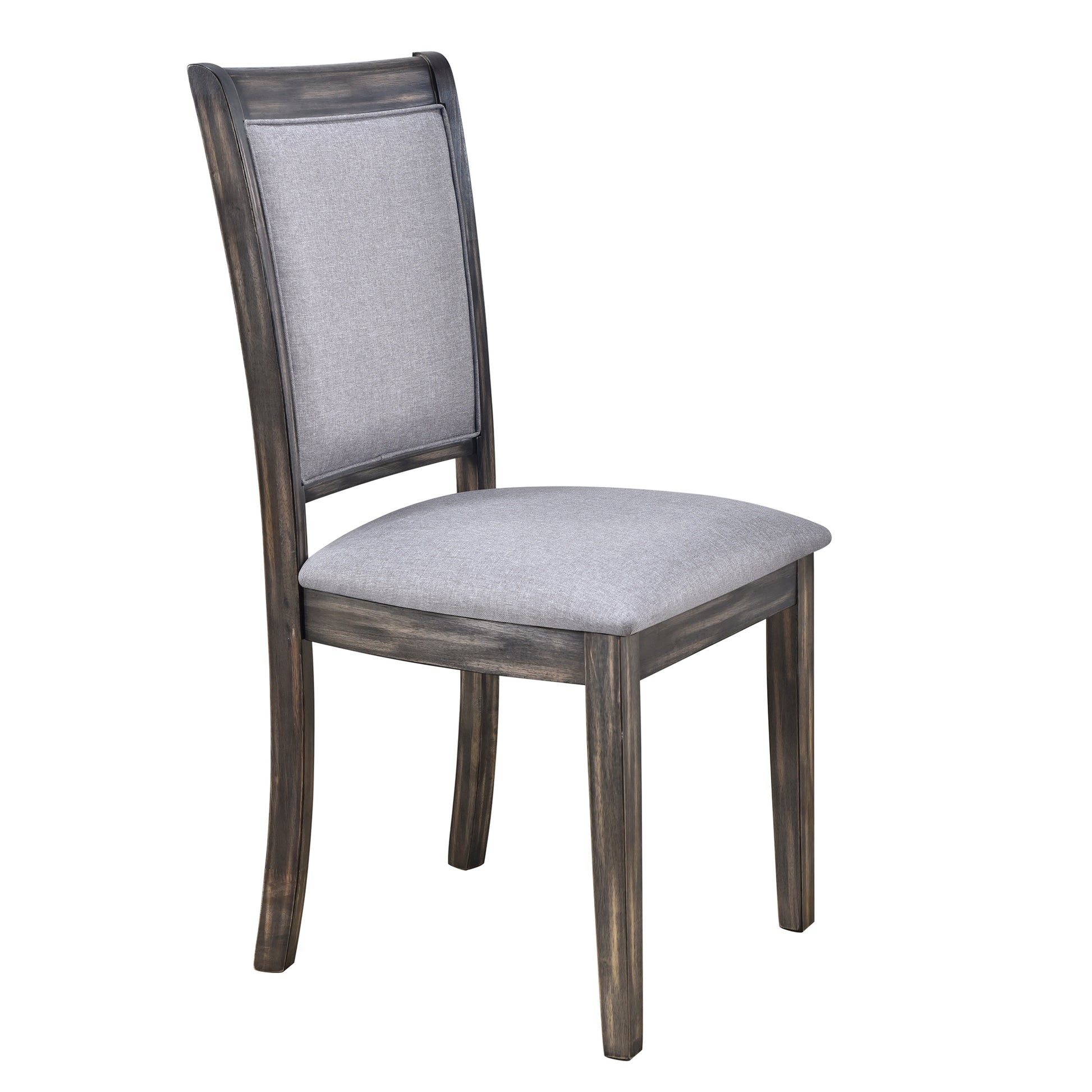 7 Piece Updated 76.9Inch Extendable Trestle Dining Table Set With Removable Leaf, Kitchen Table Set With Upholstered Side Chair And Arm Chair, Set Of 6, Grey Brown Wood Dining Room Solid Wood Rubberwood Rectangular Dining Table With Chair Upholstered