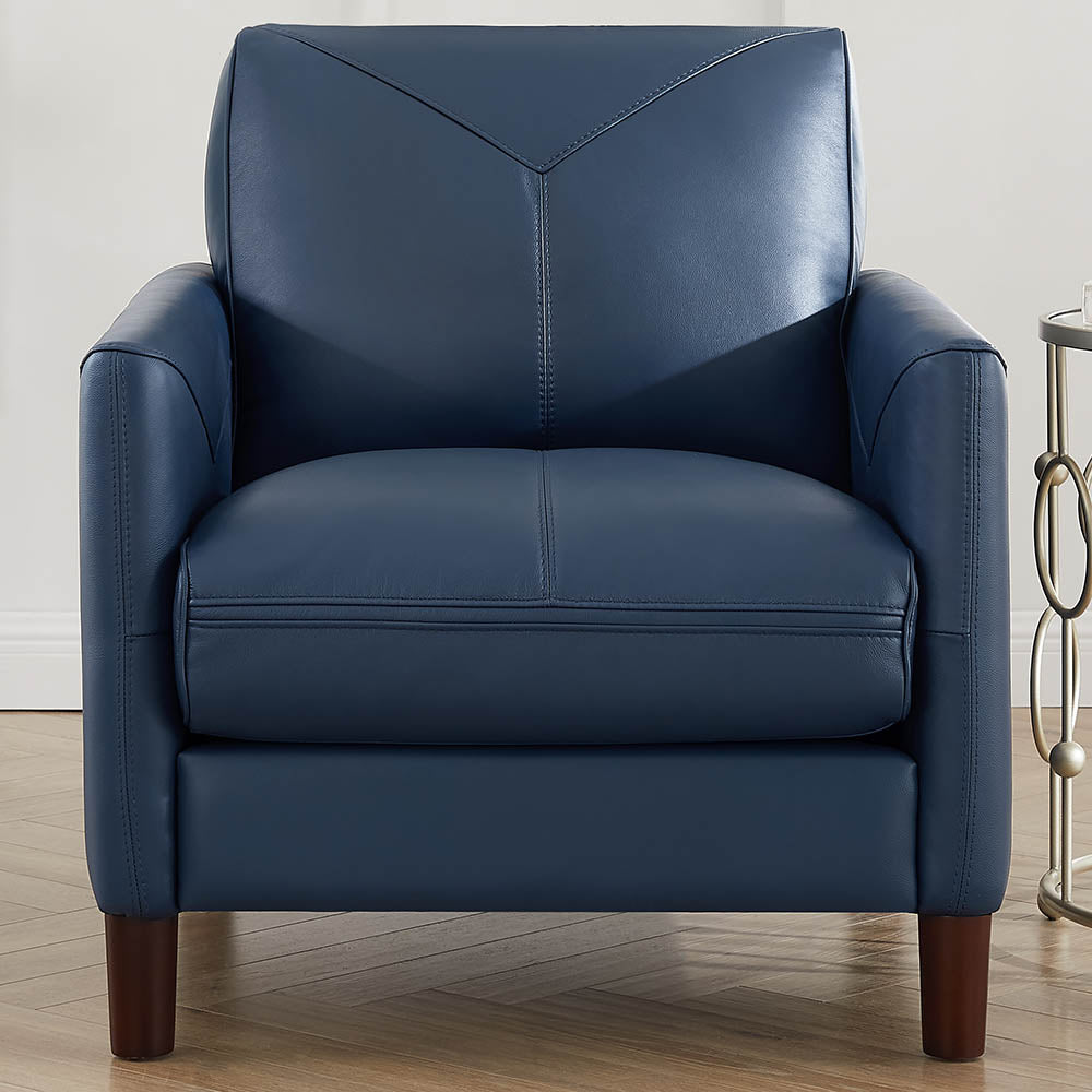 Yorkdale Leather Chair Navy Down Filling Genuine Leather