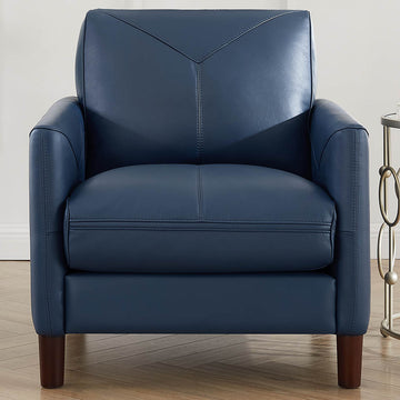 Yorkdale Leather Chair Navy Down Filling Genuine Leather