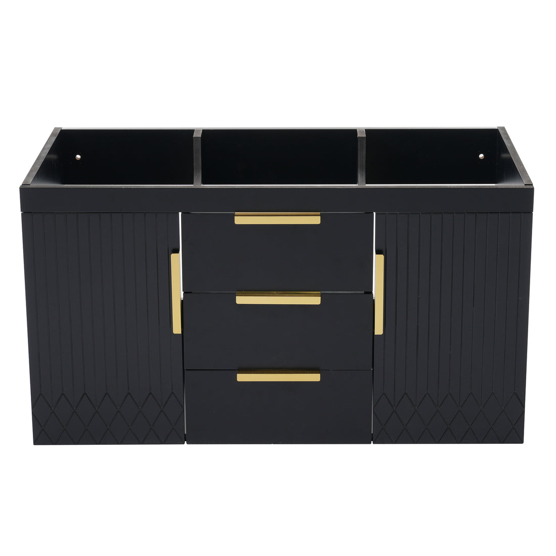 36'' Wall Mounted Bathroom Vanity Without Sink, Floating Bathroom Storage Cabinet With 2 Drawers, Solid Wood Bathroom Cabinet Not Include Basin Sink Black Bathroom Modern Mdf