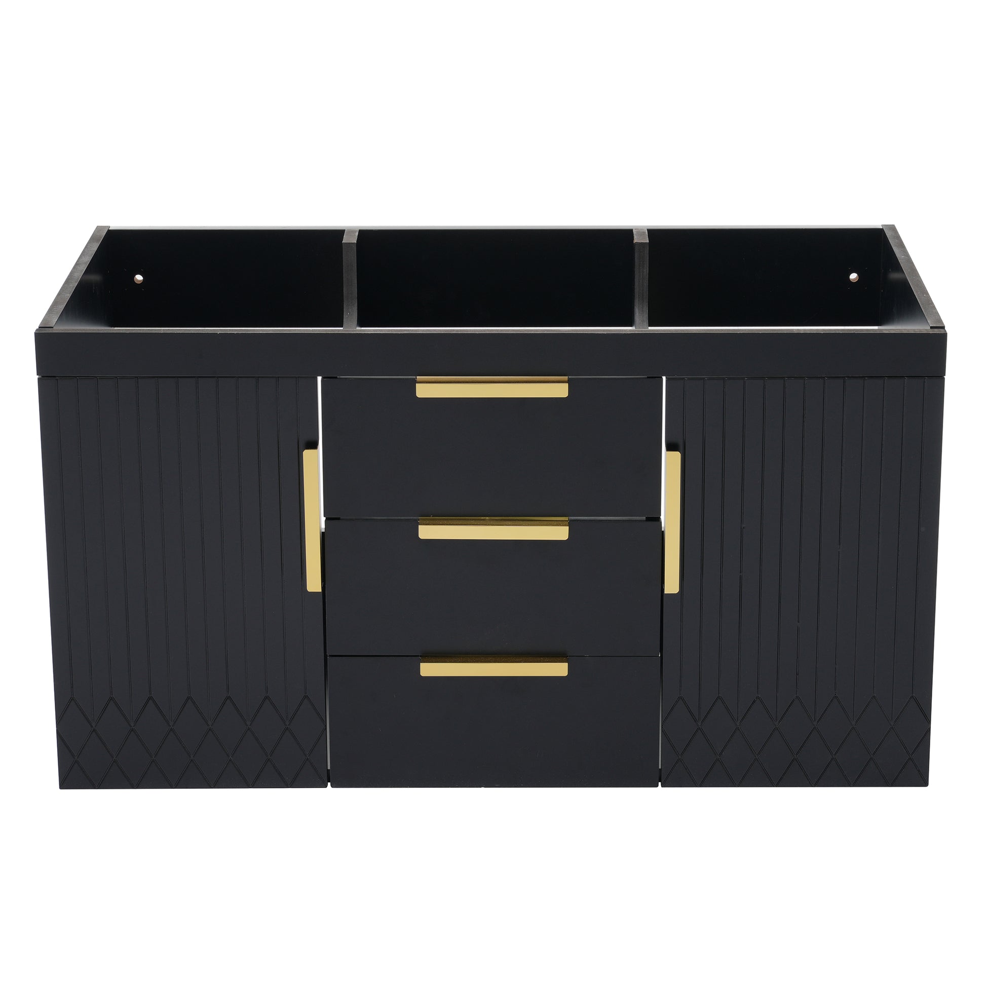 36'' Wall Mounted Bathroom Vanity Without Sink, Floating Bathroom Storage Cabinet With 2 Drawers, Solid Wood Bathroom Cabinet Not Include Basin Sink Black Bathroom Modern Mdf