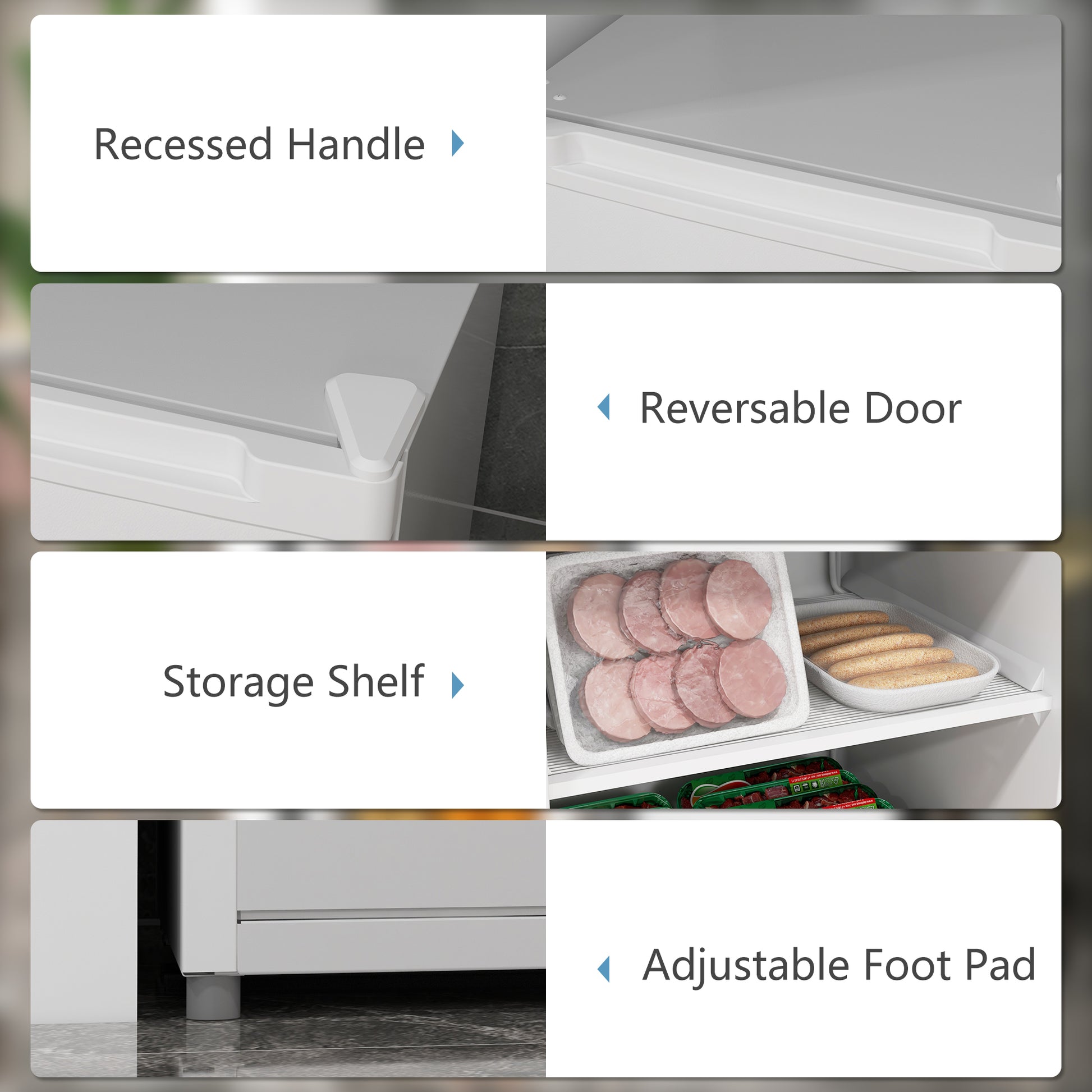 Homcom Upright Freezer, 3.0 Cubic Feet Compact Mini Freezer With Reversible Single Door And Adjustable Thermostat, Small Freezer For Home, Dorm, Apartment, Home Office, White White Steel