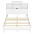 Queen Size Storage Platform Bed Frame With 4 Open Storage Shelves And Usb Charging Design,White Queen White Solid Wood Mdf