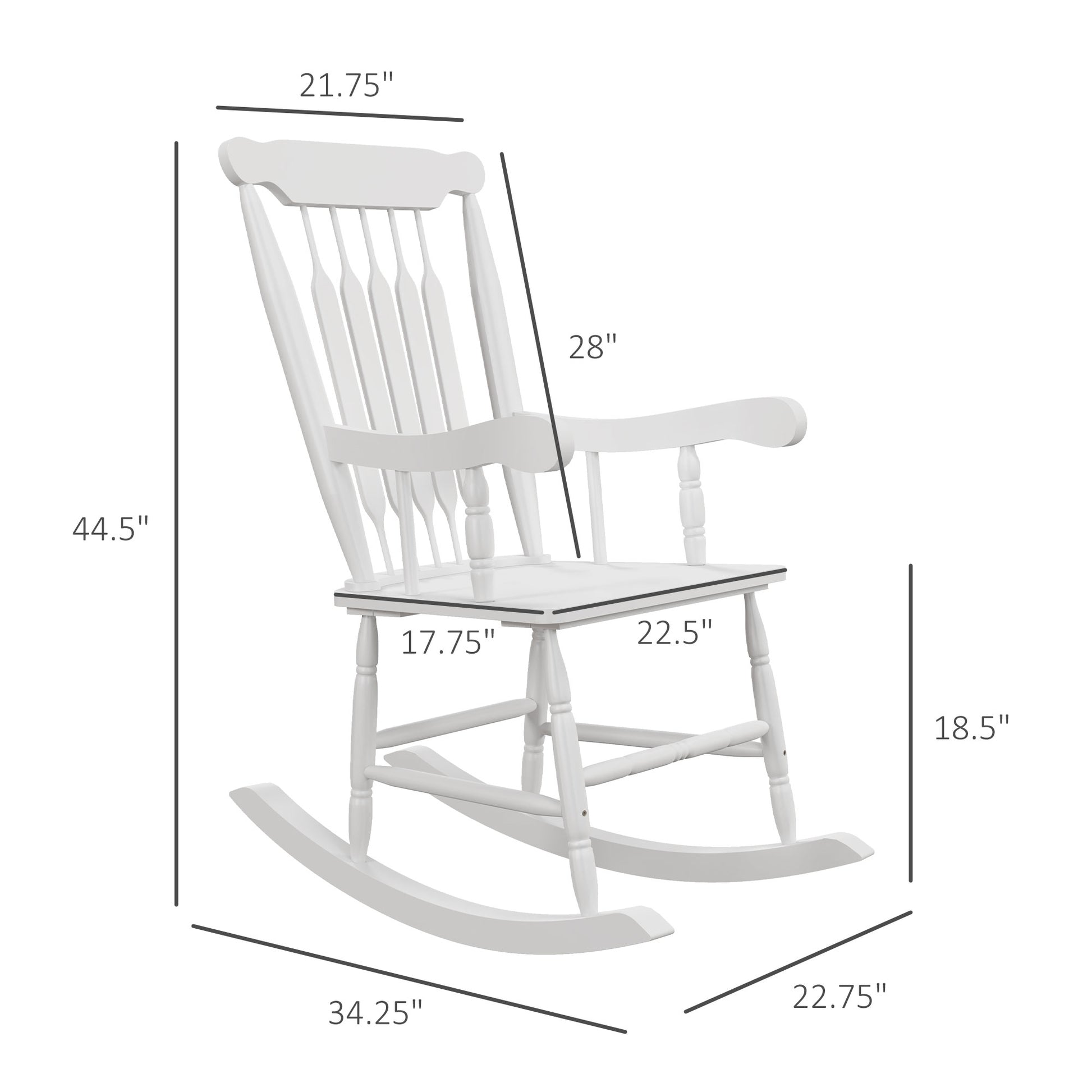 Outsunny Outdoor Wood Rocking Chairs Set Of 2, 350 Lbs. Porch Rockers With High Back For Garden, Patio, Balcony, White White Wood