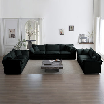 3 Piece Sofa Set Oversized Sofa Comfy Sofa Couch, 2 Pieces Of 2 Seater And 1 Piece Of 3 Seater Sofa For Living Room, Deep Seat Sofa Black Chenille Black Chenille 7 Seat