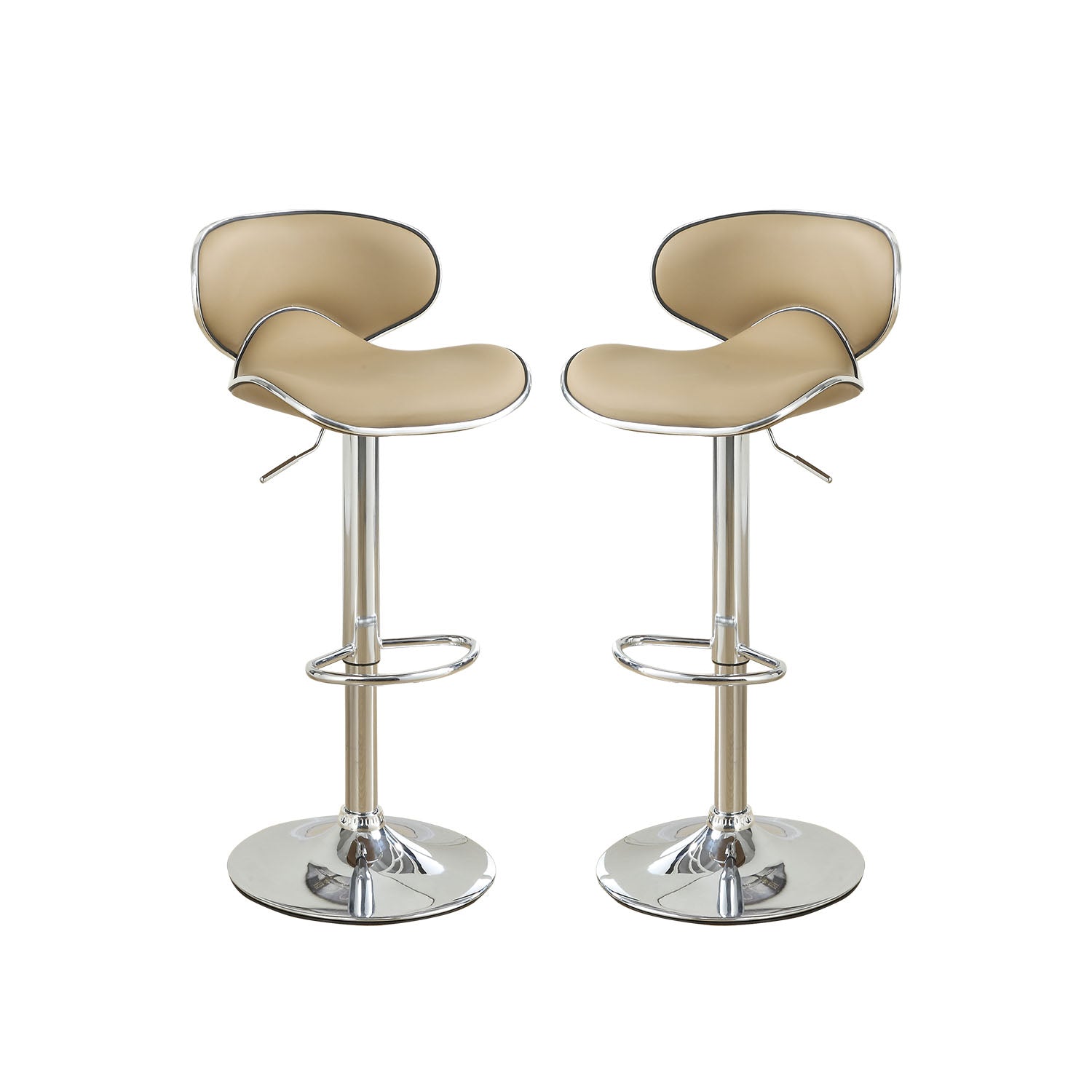 Adjustable Brown Faux Leather Bar Stools, Set Of 2 Solid Brown Dining Room Bar Stools Mdf