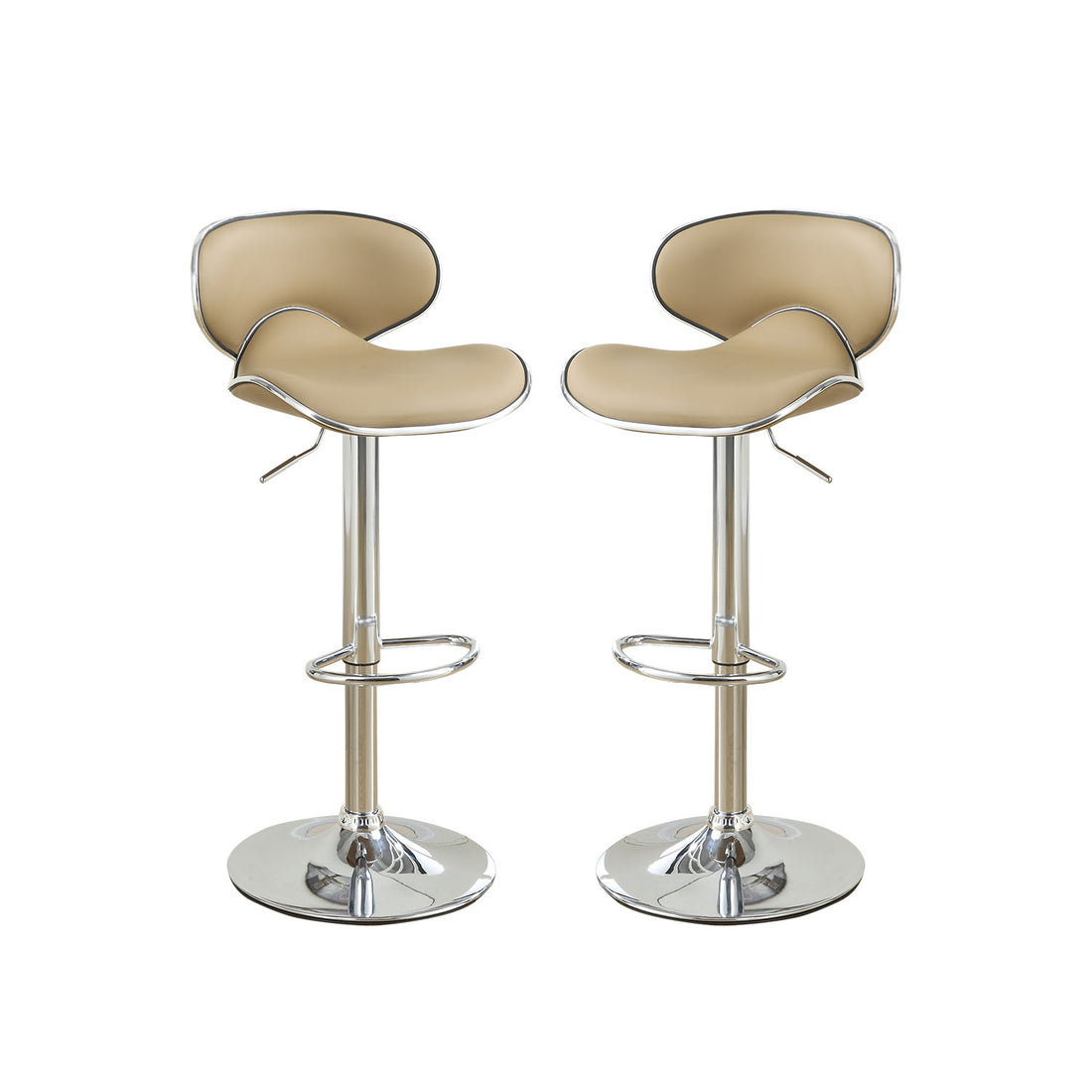 Adjustable Brown Faux Leather Bar Stools, Set Of 2 Solid Brown Dining Room Bar Stools Mdf