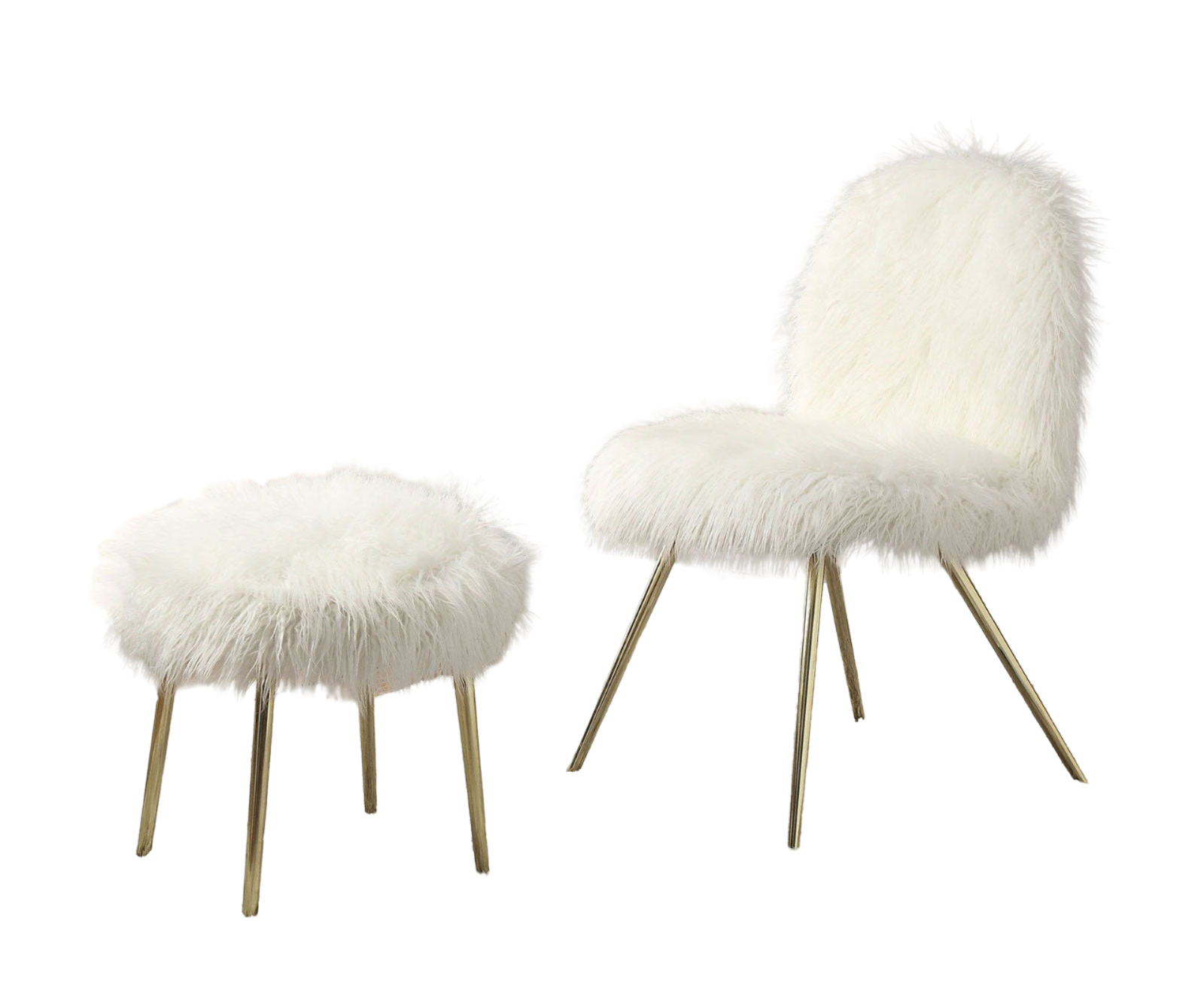 Contemporary Glam White Gold Fabric Faux Fur 1Pc Accent Chair Upholstery Living Room Chair White Gold Primary Living Space Classic,Contemporary Solid Wood