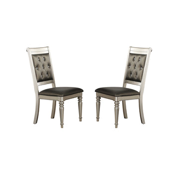Dining Chairs With Tufted Back, Silver Set Of 2 Solid Silver Dining Room Dining Chairs Tufted Back Solid Wood