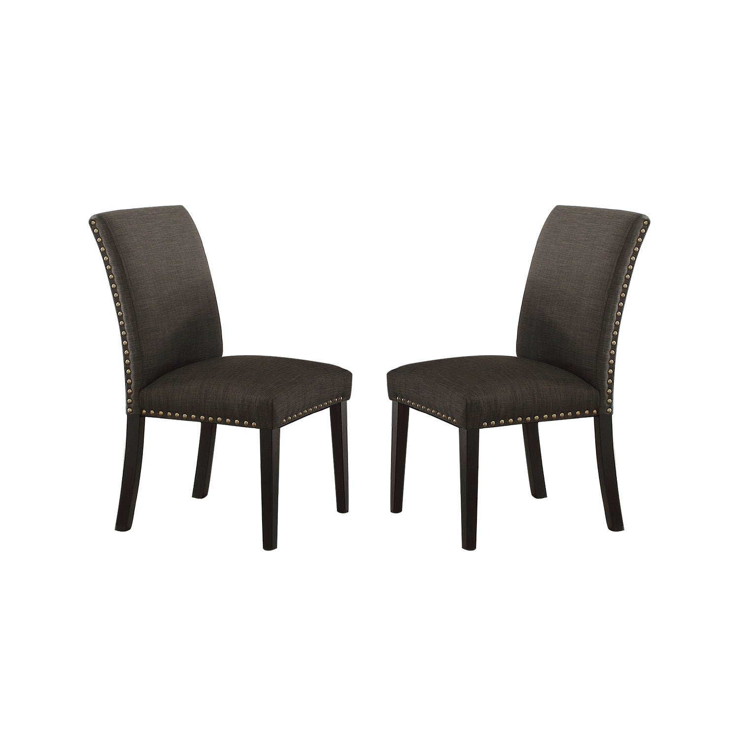 Ployfiber Upholstered Dining Chair, Ash Black Set Of 2 Solid Black Dining Room Transitional Side Chair Birch Solid Back Mdf