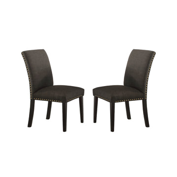 Ployfiber Upholstered Dining Chair, Ash Black Set Of 2 Solid Black Dining Room Transitional Side Chair Birch Solid Back Mdf