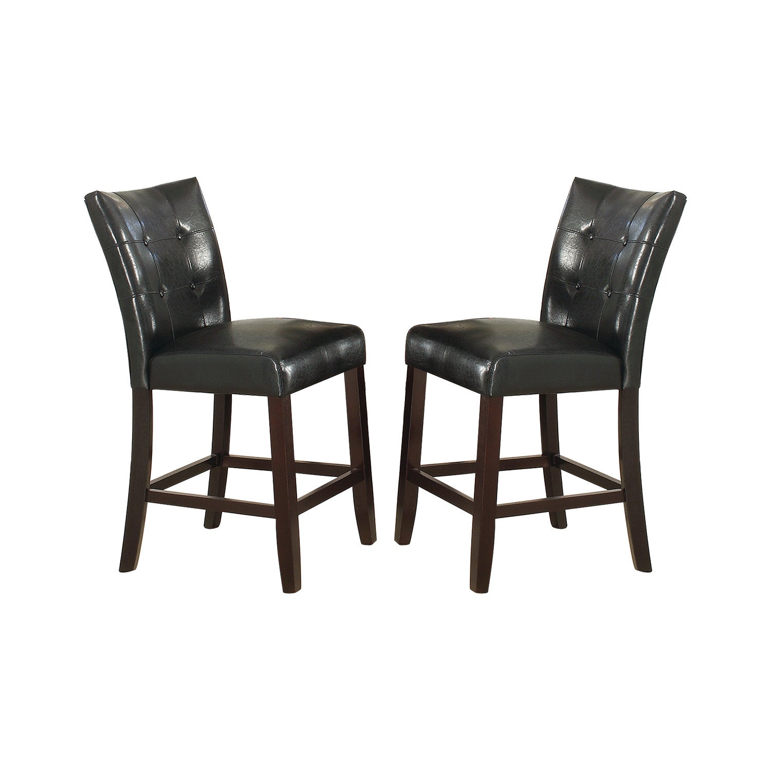 Leather Upholstered High Dining Chair, Black Set Of 2 Solid Black Dining Room Dining Chairs Tufted Back Mdf