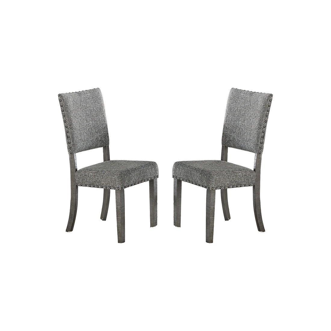 Set Of 2 Upholstered Fabric Dining Chairs, Grey Solid Grey Solid Back Solid Wood