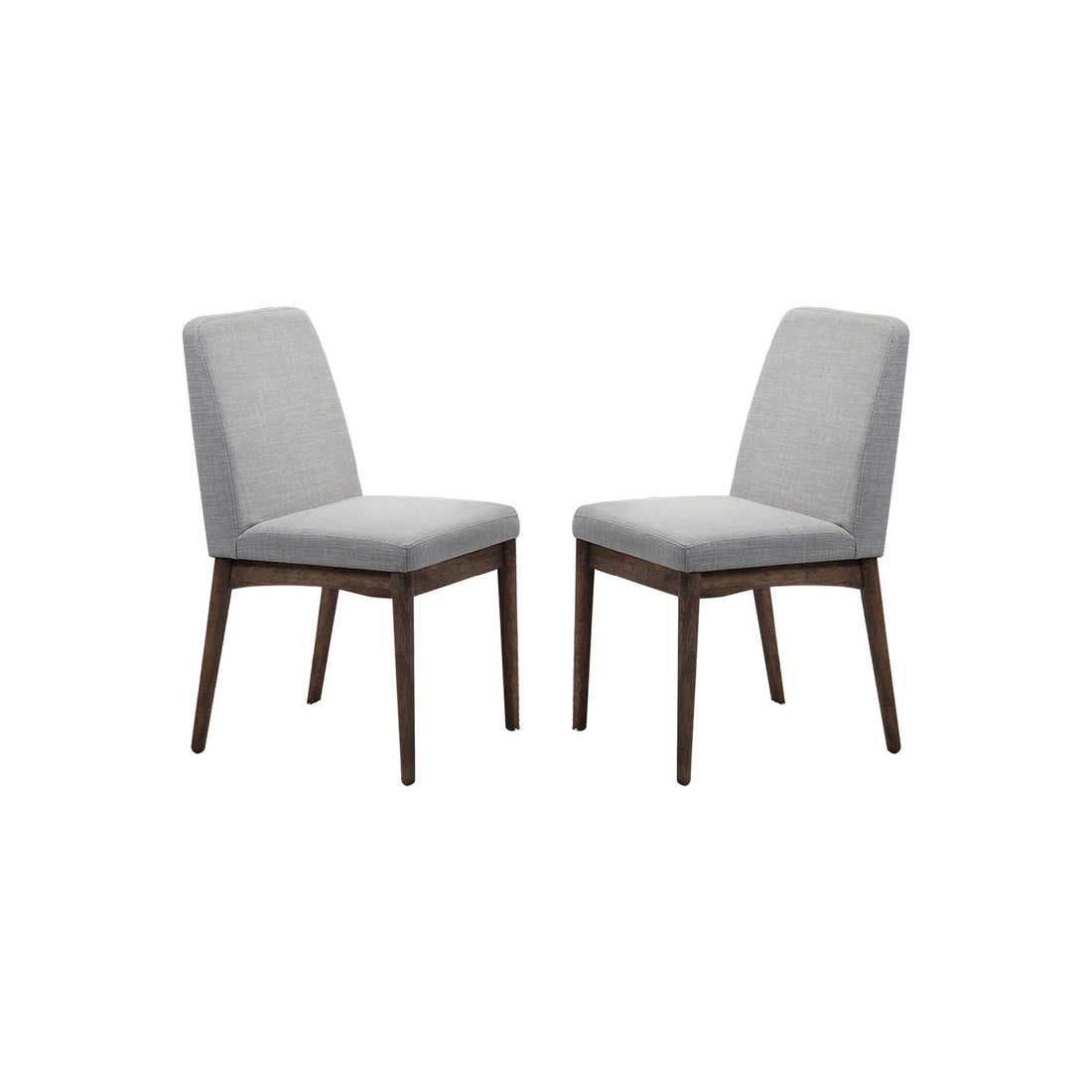 Grey Fabric Upholstered Dining Chair, Brown Set Of 2 Cushion Solid Grey Brown Dining Room Dining Chairs Solid Back Solid Wood