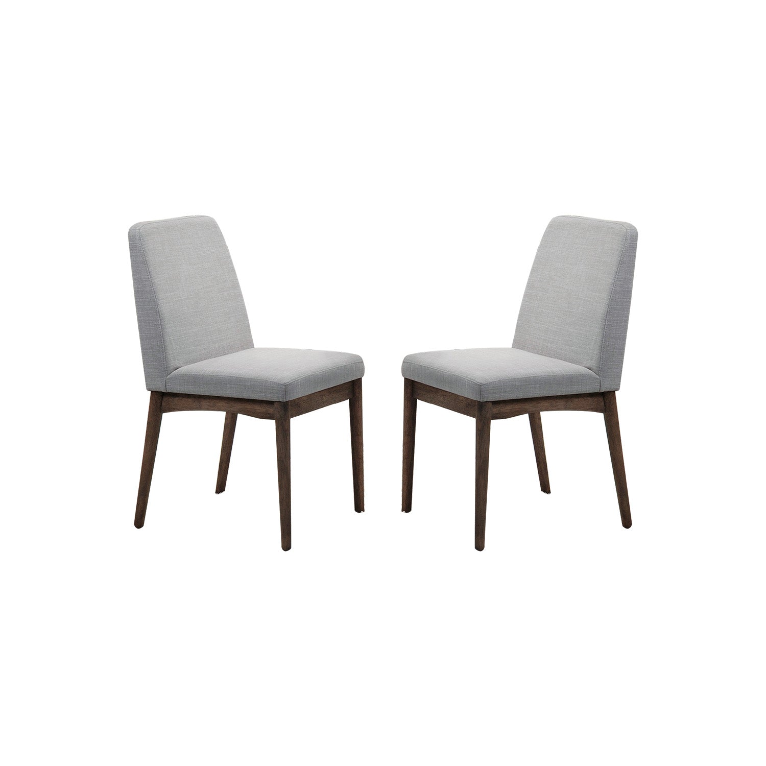 Grey Fabric Upholstered Dining Chair, Brown Set Of 2 Cushion Solid Grey Brown Dining Room Dining Chairs Solid Back Solid Wood