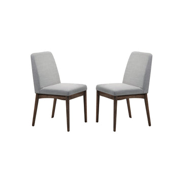 Grey Fabric Upholstered Dining Chair, Brown Set Of 2 Cushion Solid Grey Brown Dining Room Dining Chairs Solid Back Solid Wood