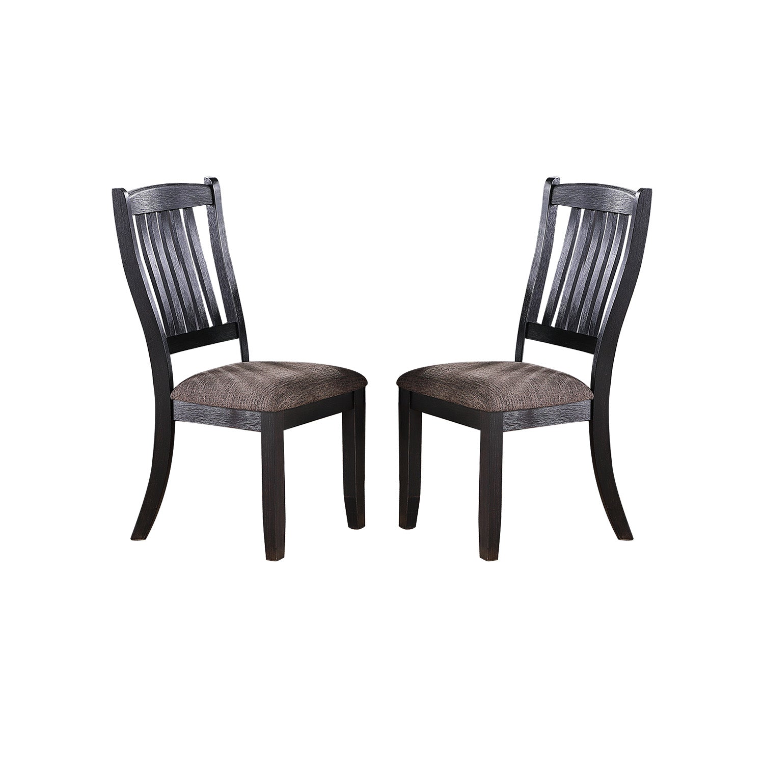 Dark Coffee Fabric Upholstered Side Chairs, Black Set Of 2 Solid Coffee Dining Room Dining Chairs Slat Back Solid Wood