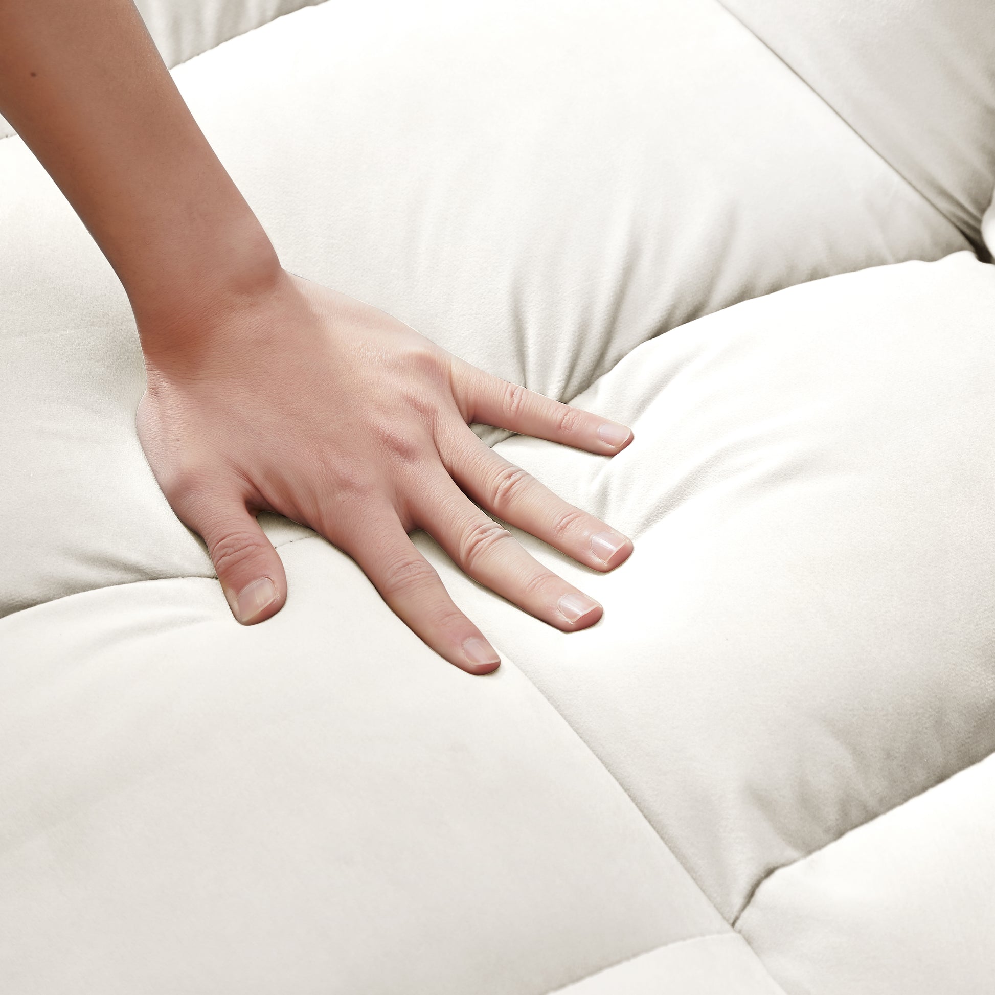 55.1 Inch 3 In 1 Convertible Sofa Bed, Modern Velvet Double Sofa Futon Sofa Bed With Adjustable Back, Storage Bag And Pillow, For Living Room, Bedroom Off White Light Brown Wood Primary Living Space Medium Duty Eucalyptus 2 Seat Beige White Velvet Soft