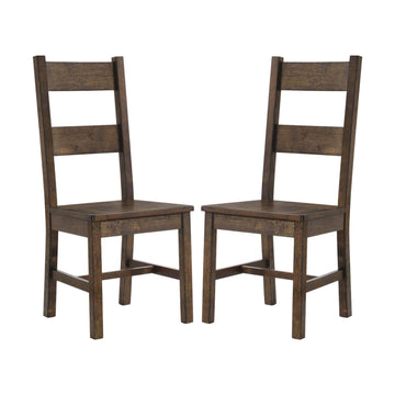 Set Of 2 Wooden Dining Chairs In Rustic Golden Brown Rustic Brown Dining Room Dining Chairs Ladder Back Set Of 2 Mdf